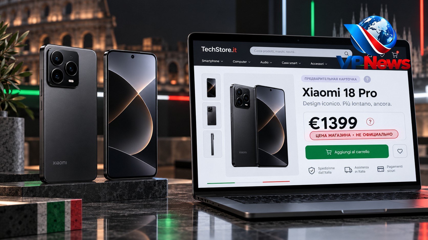 Иллюстрация к новости: Итальянский магазин выставил Xiaomi 18 Pro по цене €1399